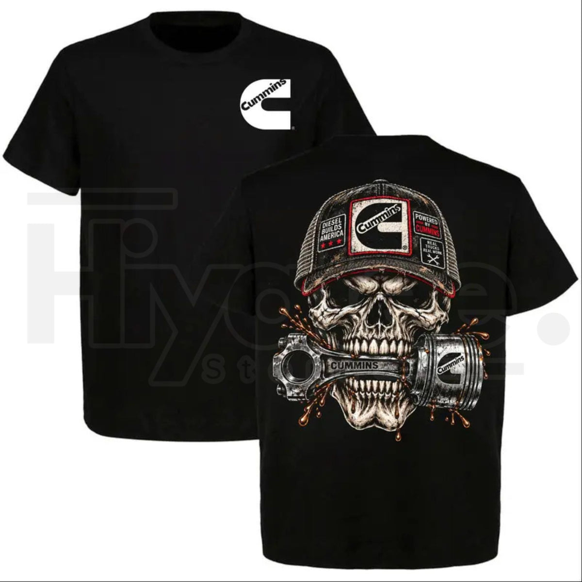 Diesel Skull T-Shirt – American Trucker Graphic Tee - Hiyatee