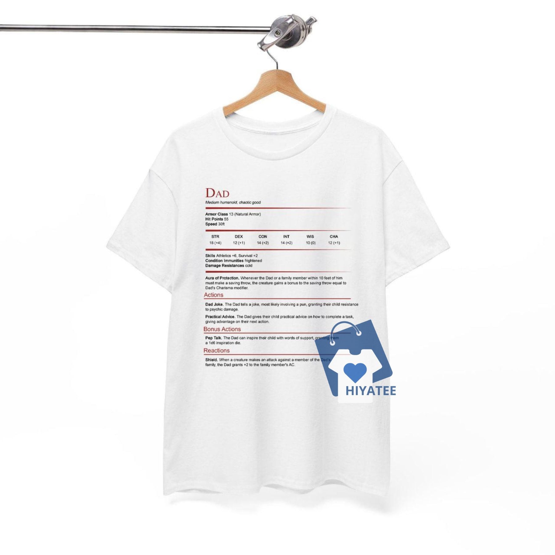 DnD Dad Stat Block Shirt – The Ultimate Dungeons & Dragons Father’s Day Gift-Hiyatee