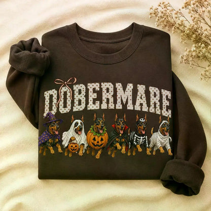 Dark Chocolate 30+ Halloween Dog Breeds Sweatshirt – Spooky Season Dog Mom Crewneck, Cozy Autumn Dog Lover Pullover
