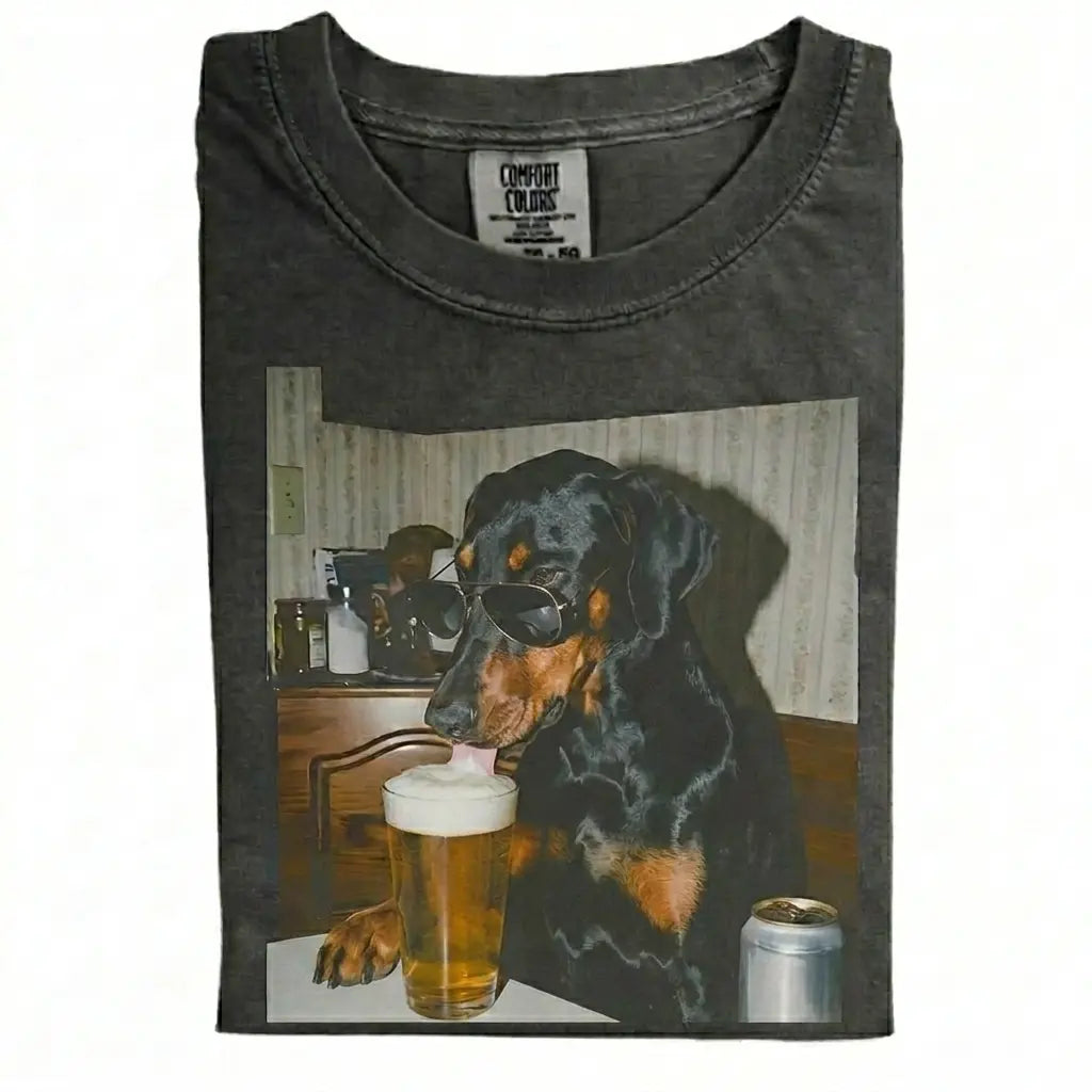 Comfort Colors 50+ Dog Breeds Available Drinking Beer Shirt – Vintage 90s Funny Edgy Dog Meme Tee, Unisex Casual Streetwear Gift
