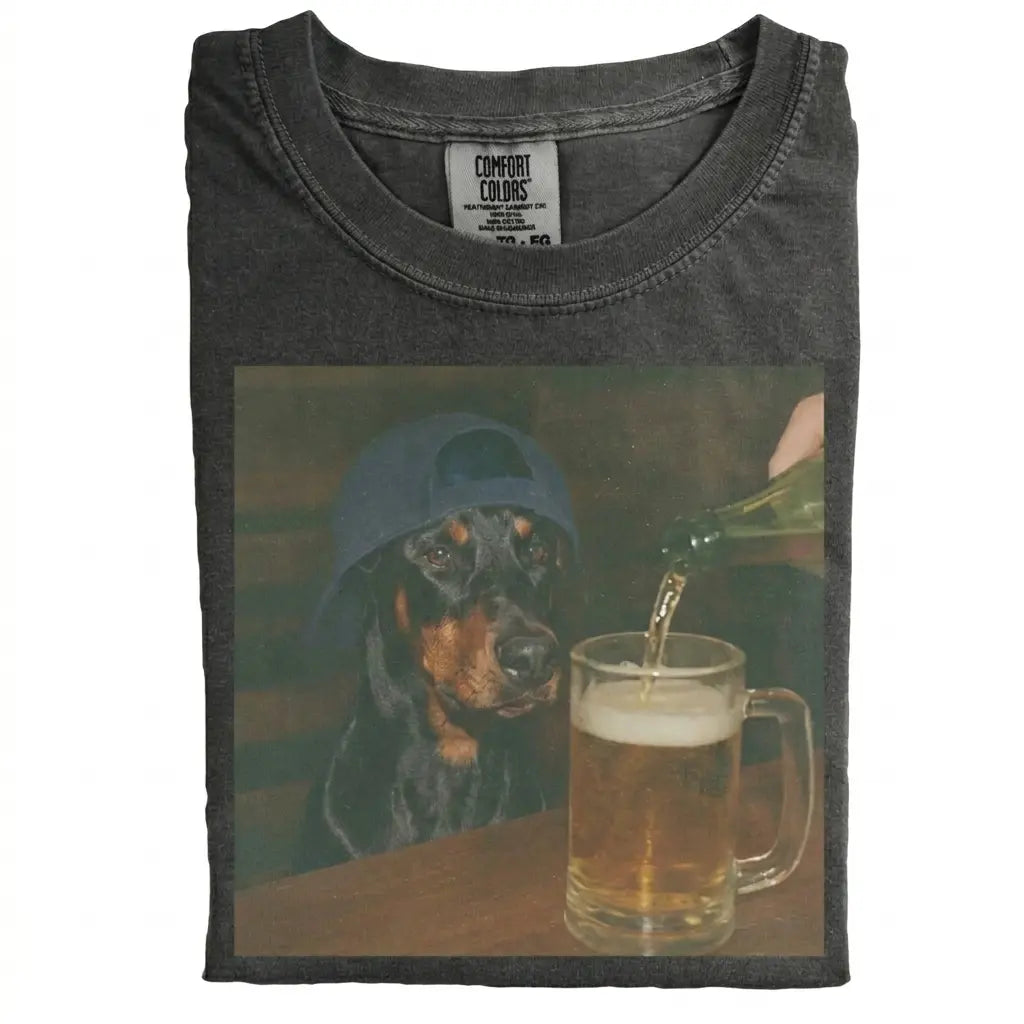 Comfort Colors 50+ Dog Breeds Available Beer Shirt – Vintage 90s Funny Edgy Dog Meme Tee, Unisex Casual Streetwear Gift