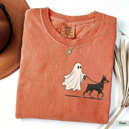 Comfort Color Ghost Walking Dog Halloween Shirt Cute Personalized Pet Tee