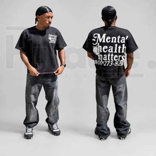 Double Mental Health Matters T-Shirt – Layered Typography Awareness Graphic Tee - Hiyatee