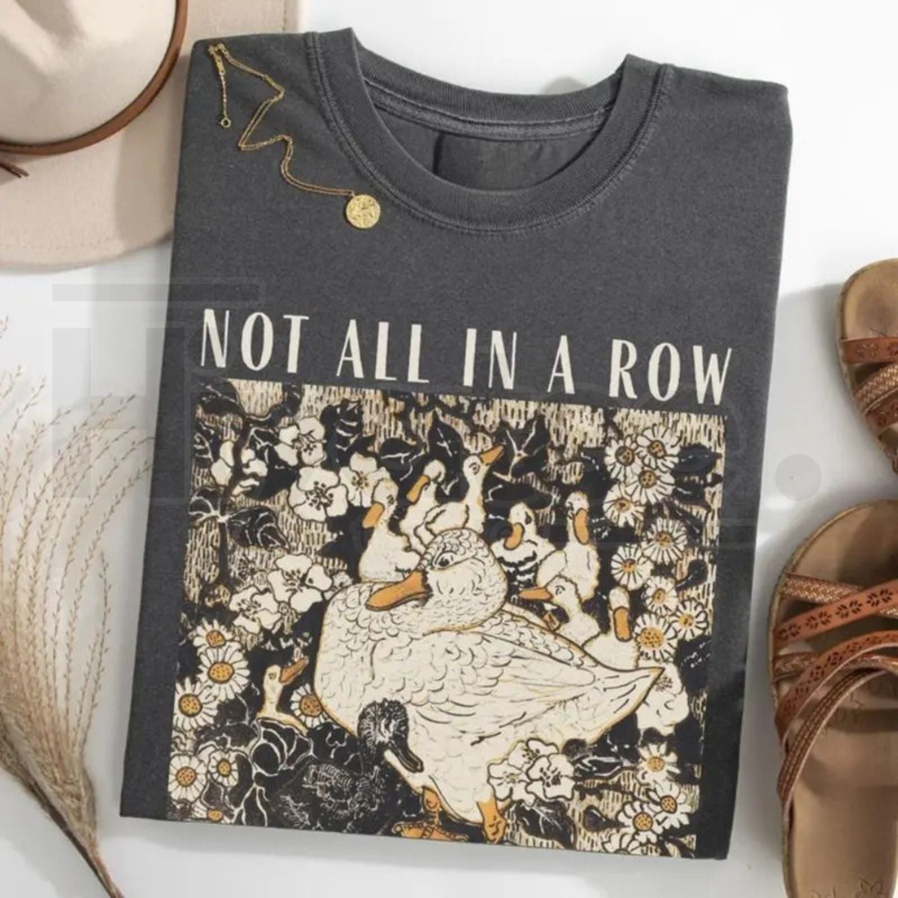 "Duck Non Row" – Fun Retro Animal Duck Mom Graphic Top - Hiyatee