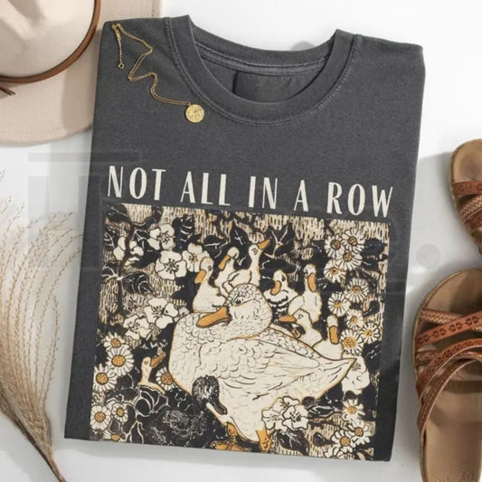 "Duck Non Row" – Fun Retro Animal Duck Mom Graphic Top - Hiyatee
