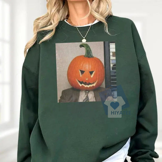 Dwight Pumpkin Head Shirt – Funny The Office TV Show Retro Halloween Tee, Pumpkin Head Halloween Gift for Fans - Hiyatee