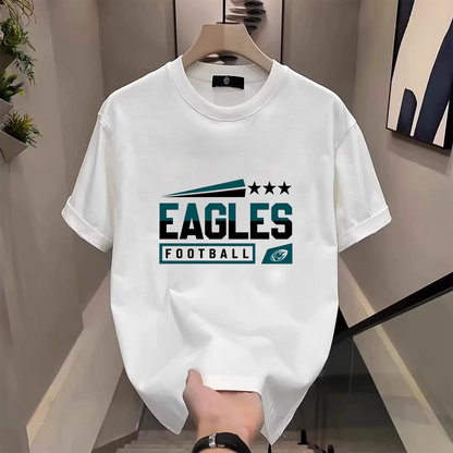 Men's Three Star Football Graphic T-Shirt – Sport Fan Game Day Crewneck Tee