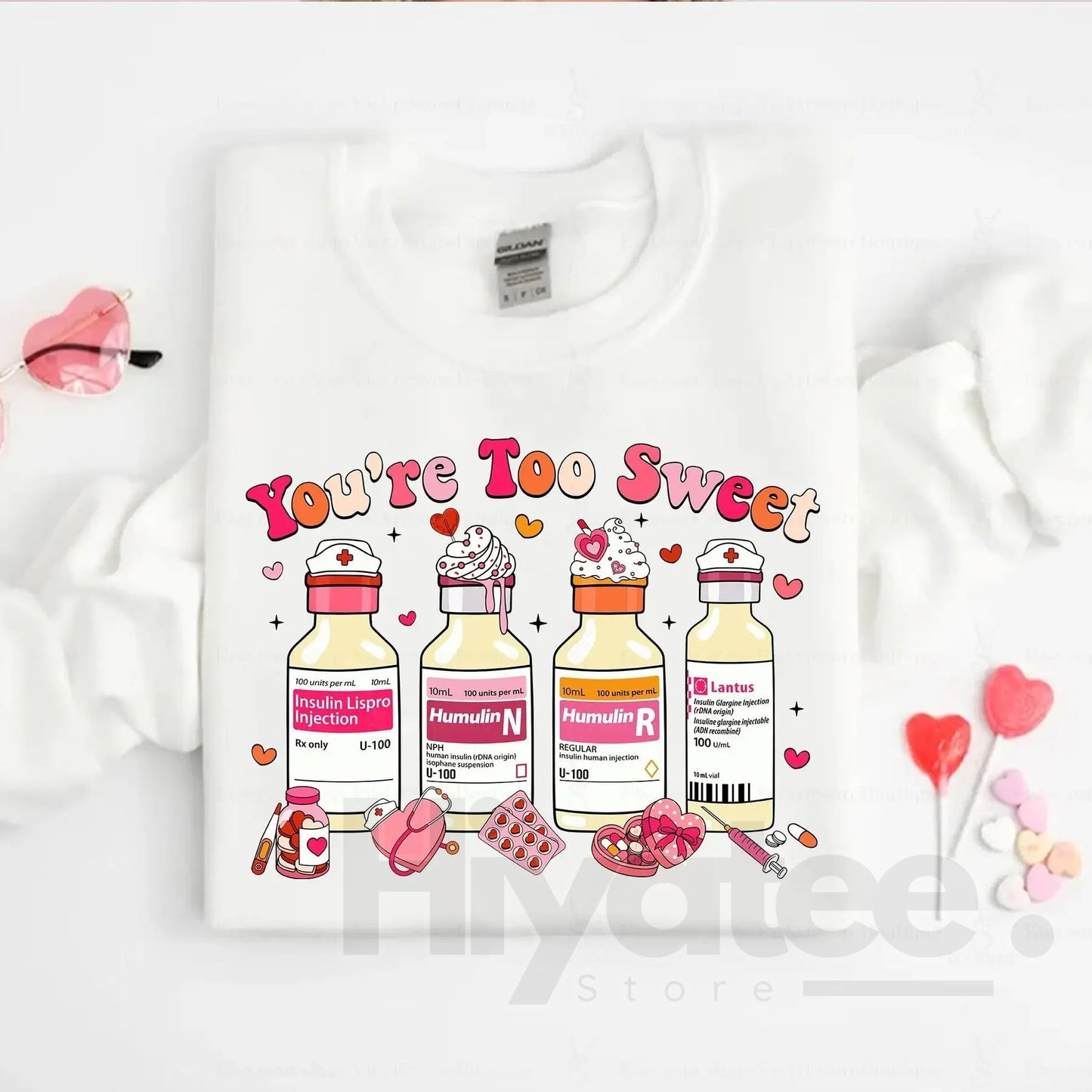 ER & ICU Nurse Valentine’s Day Shirt: Cute Insulin Diabetes Nursing Crewneck - Hiyatee