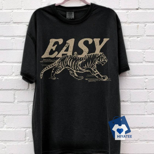 Easy Tiger Vintage-Inspired Retro Tee – Trendy & Oversized Festival Shirt-Hiyatee