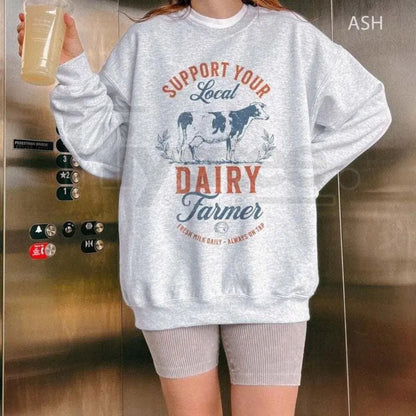 Eat Local Breastfeeding Sweatshirt: Funny Moms Boobery Crewneck for Nursing Moms-Hiyatee