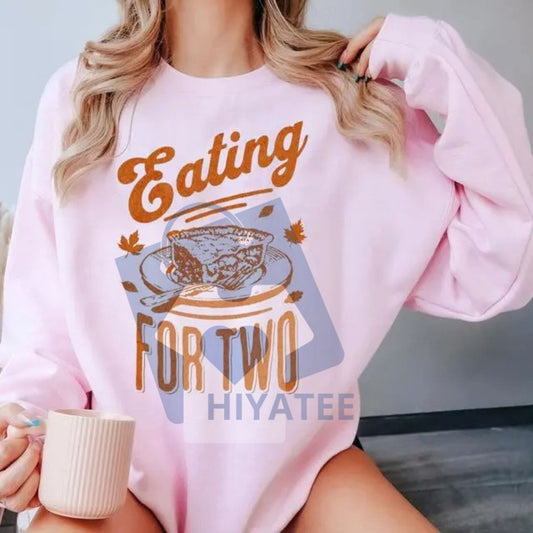 Eating for Two Thanksgiving Pregnancy Announcement Sweatshirt – Fall Baby Reveal Shirt, Fall Maternity Top - Hiyatee