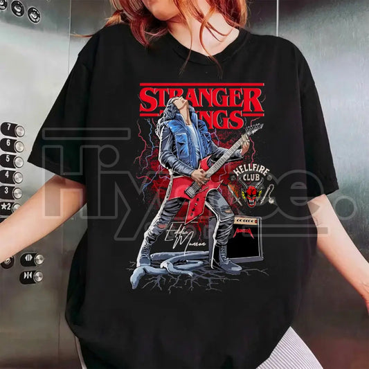 Eddiie Munson Edition Shirt – Premium Black Cotton Tee, Strangerr Thinss TV Series Graphic T-Shirt - Hiyatee