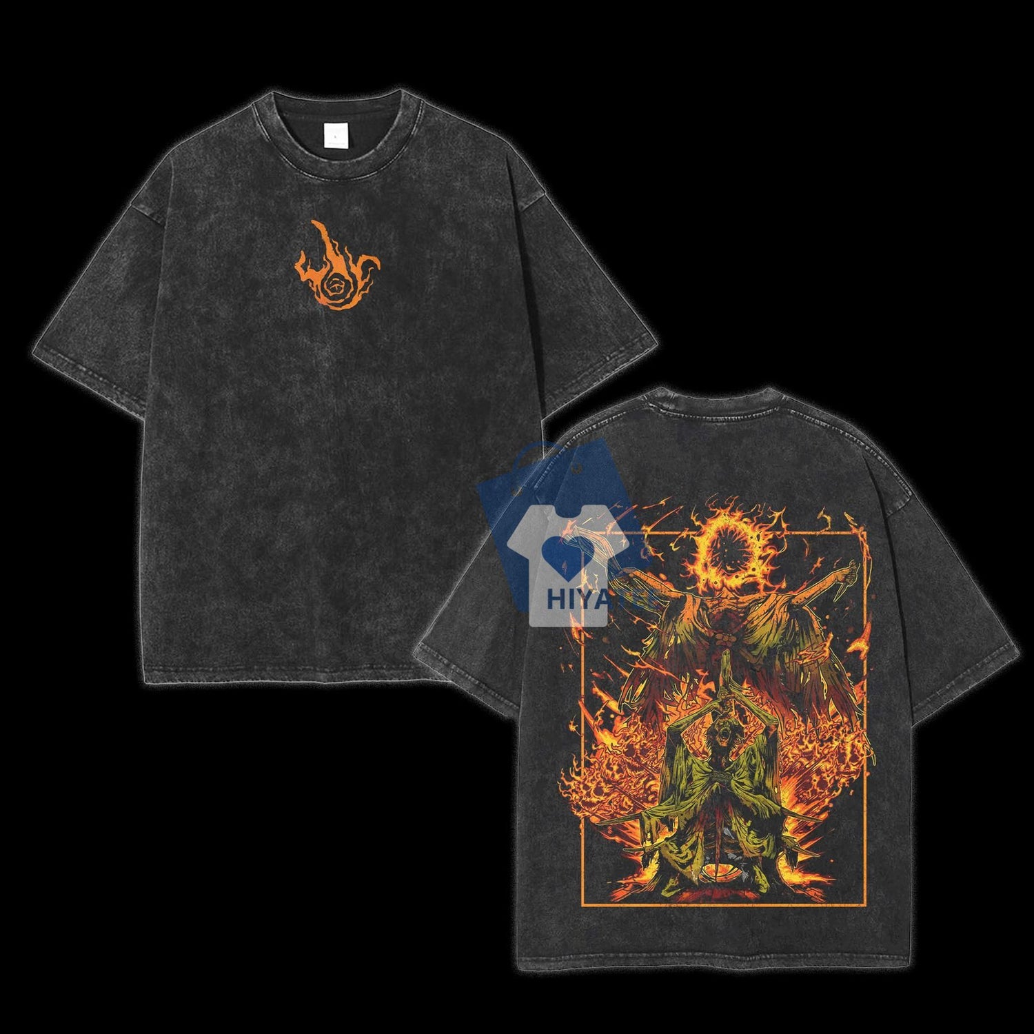 Elden Ring Midra Lord of Frenzied Flame T-Shirt – Unisex Acid Washed Gaming Tee, Lightweight Cotton, Streetwear Style, Gift for Fans-Hiyatee