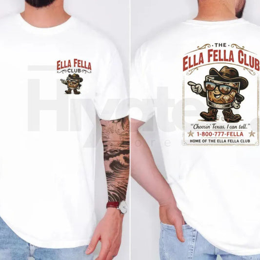 Ella Fella Club Cowboy Whiskey T-Shirt – Western Country Concert Graphic Tee - Hiyatee