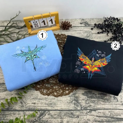 Embroidered Avatar "Fire and Ash" Sweatshirt – Pandora Elemental Fantasy Crewneck, Matching Couple Gift - Hiyatee