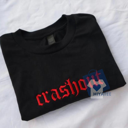 Embroidered “Crashout” T-Shirt – Modern Classic Fit, Short Sleeve Unisex Streetwear Tee-Hiyatee