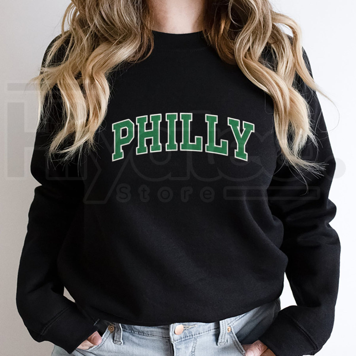 Embroidered "Go Birds" Mockneck Sweatshirt – Game Day Coastal & Football Crewneck - Hiyatee