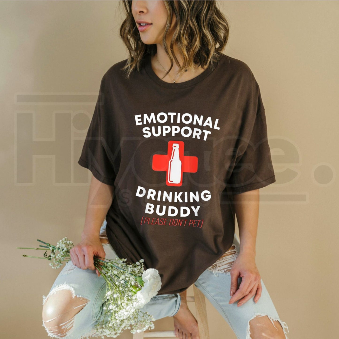 Emotional Support Drinking Buddy T-Shirt – Funny Adult Drinking Humor Tee - Hiyatee
