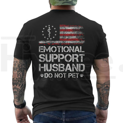 "Emotional Support Husband" – USA Flag Motif Graphic Apparel - Hiyatee