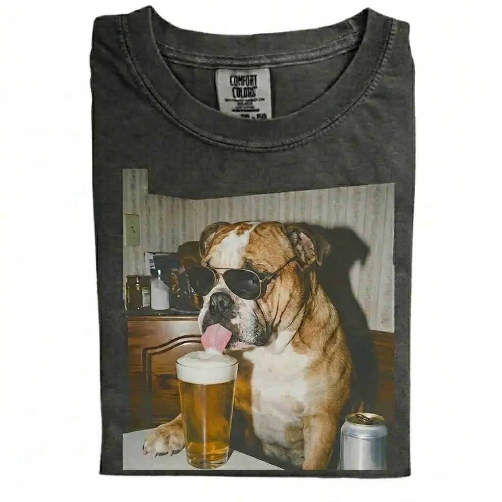 Comfort Colors 50+ Dog Breeds Available Drinking Beer Shirt – Vintage 90s Funny Edgy Dog Meme Tee, Unisex Casual Streetwear Gift