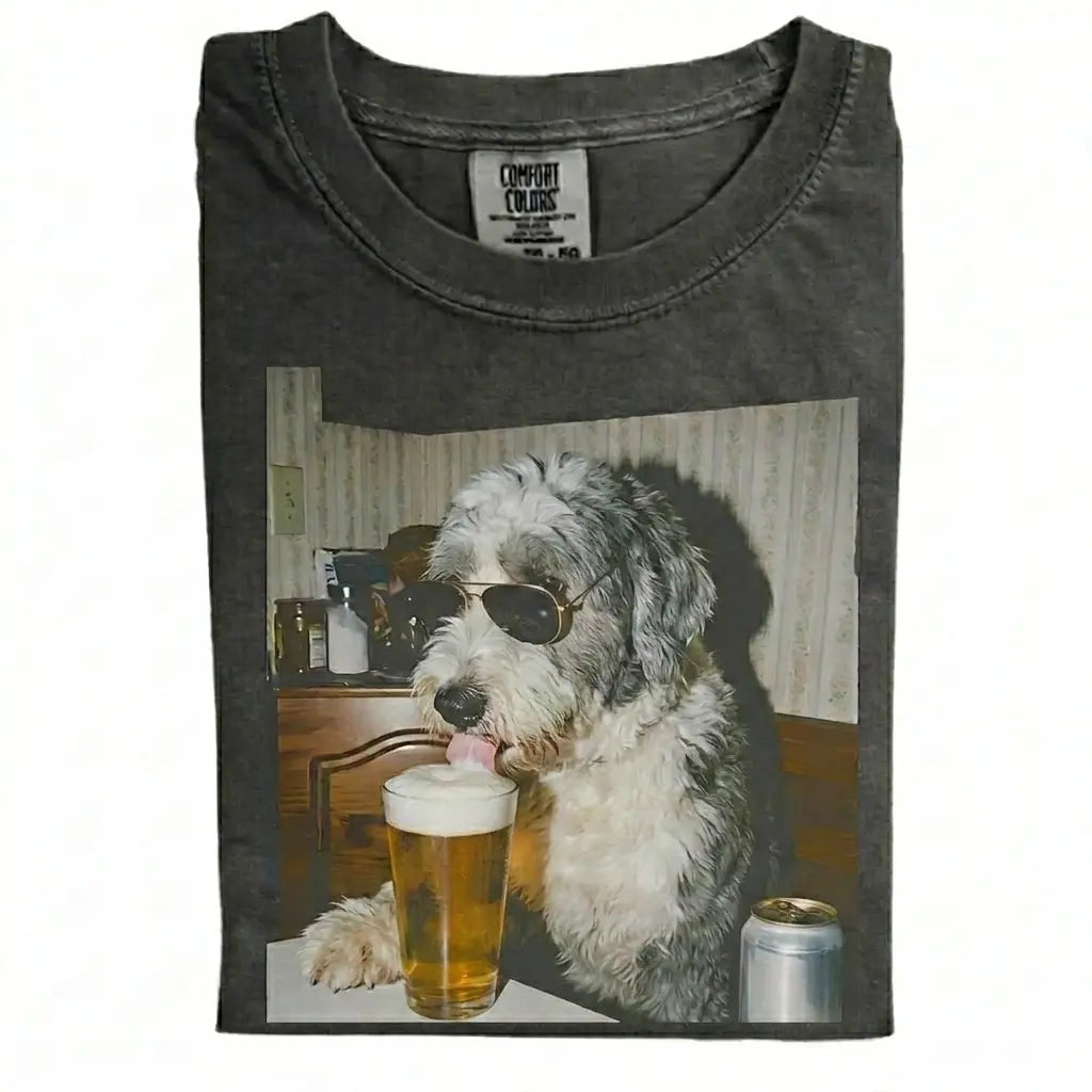 Comfort Colors 50+ Dog Breeds Available Drinking Beer Shirt – Vintage 90s Funny Edgy Dog Meme Tee, Unisex Casual Streetwear Gift