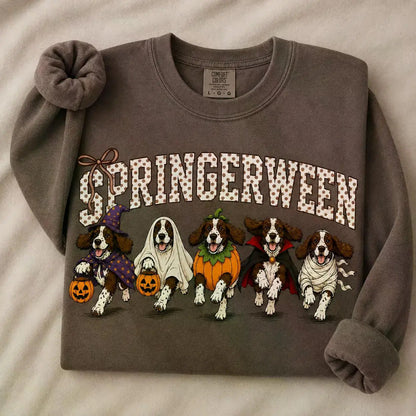 Dark Chocolate 30+ Halloween Dog Breeds Sweatshirt – Spooky Season Dog Mom Crewneck, Cozy Autumn Dog Lover Pullover
