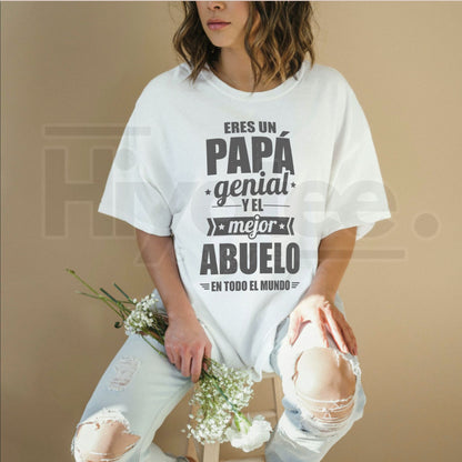 "Eres Un Papá Genial" – Spanish Father & Grandpa Heritage Graphic Top - Hiyatee