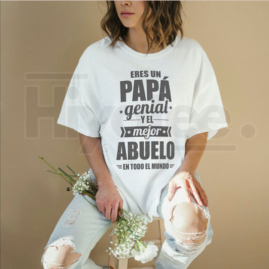 "Eres Un Papá Genial" – Spanish Father & Grandpa Heritage Graphic Top - Hiyatee