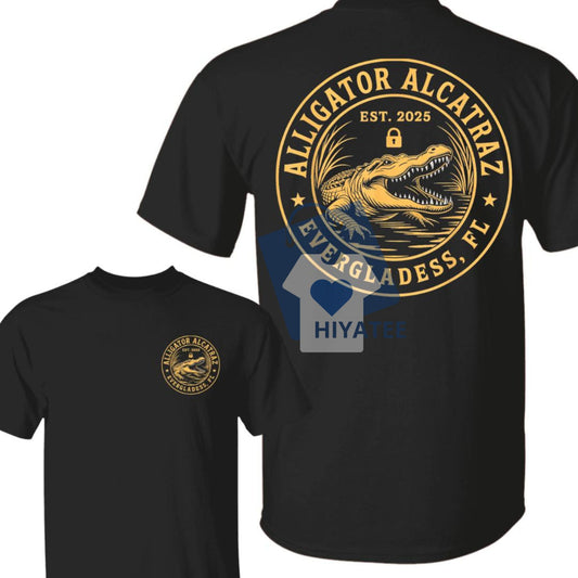 Everglades Gator Escape T-Shirt – Funny Florida Alcatraz Alligator Tee-Hiyatee