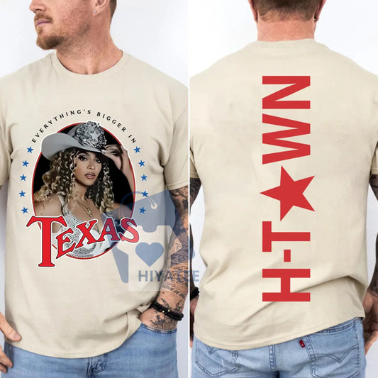 Everything's Bigger In Texas Tour 2025 Shirt – 2-Sided H-Town Graphic Tee, Sustainable Cotton Unisex Fit-Hiyatee