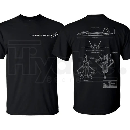 F-22 Raptor Blueprint T-Shirt – Vintage Aviation Graphic Tee, Military Aircraft Enthusiast - Hiyatee