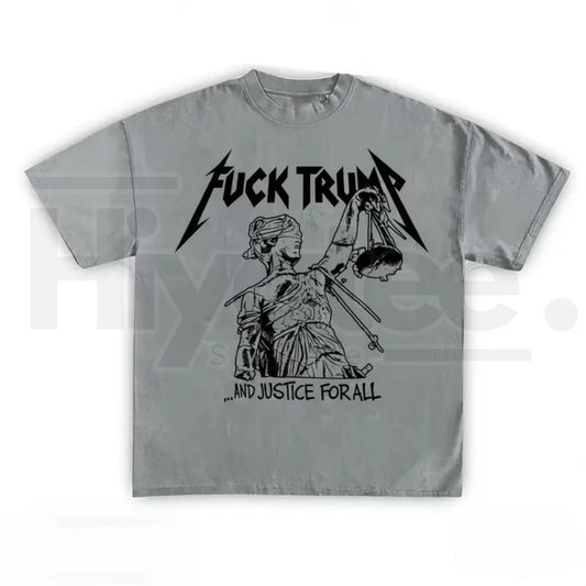 F Trump Vintage Rock Graphic Tee – Justice For All Retro Political Protest T-Shirt - Hiyatee