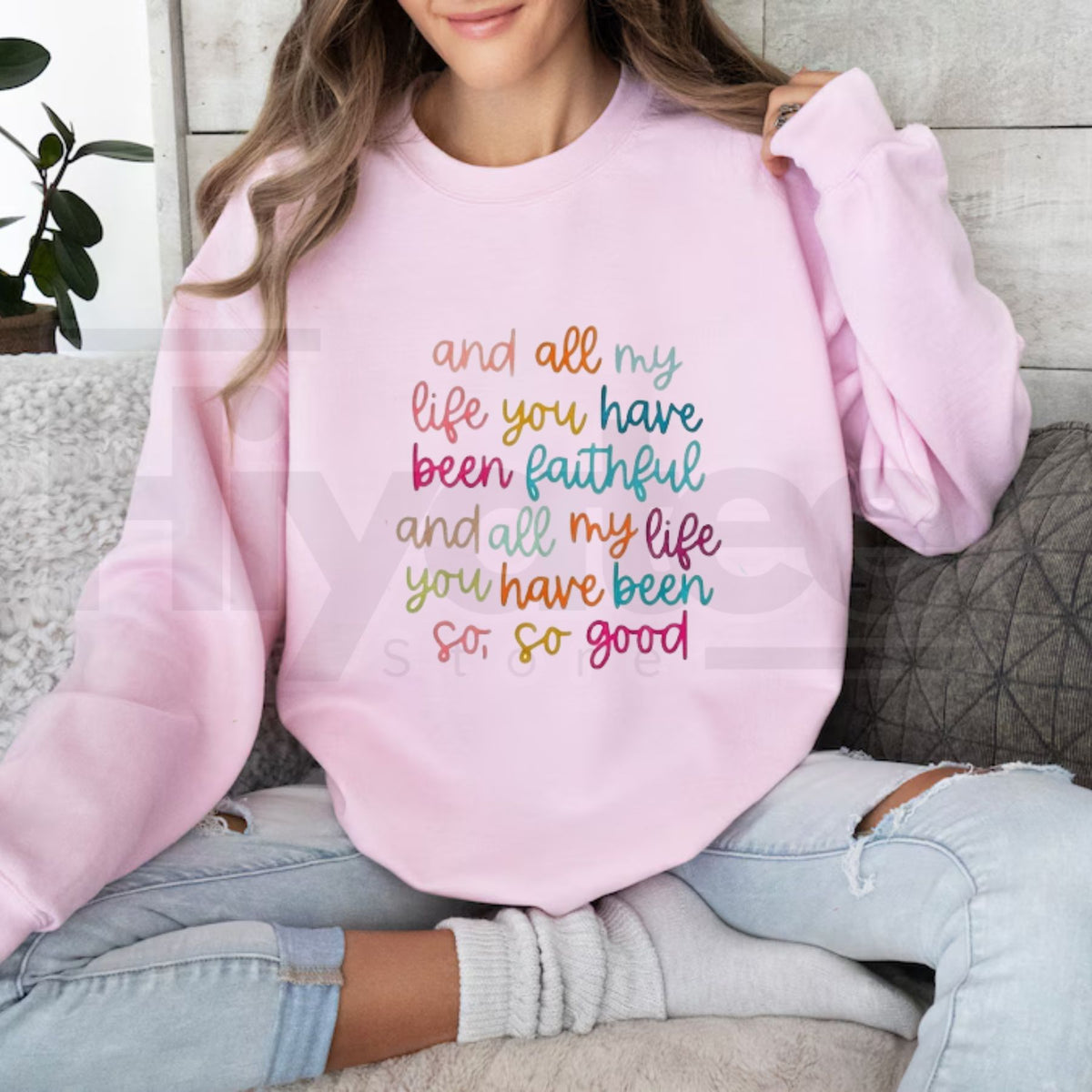 Faithful Christian Sweatshirt – Colorful Inspirational Faith Crewneck - Hiyatee