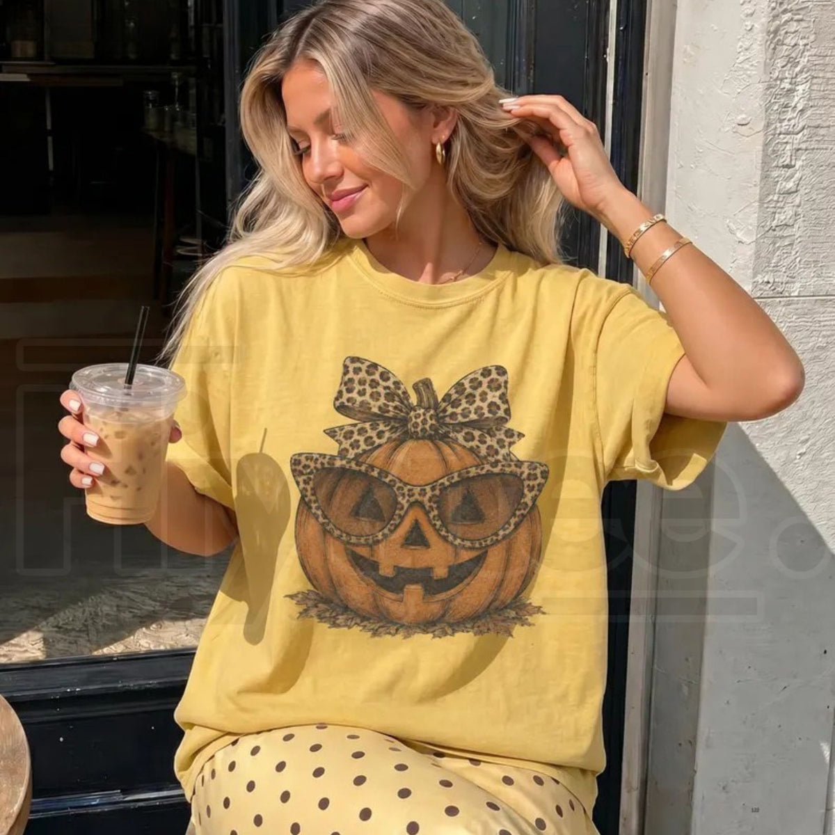 Fall Halloween Leopard Pumpkin Shirt Crewneck Jack O Lantern Tee - Hiyatee