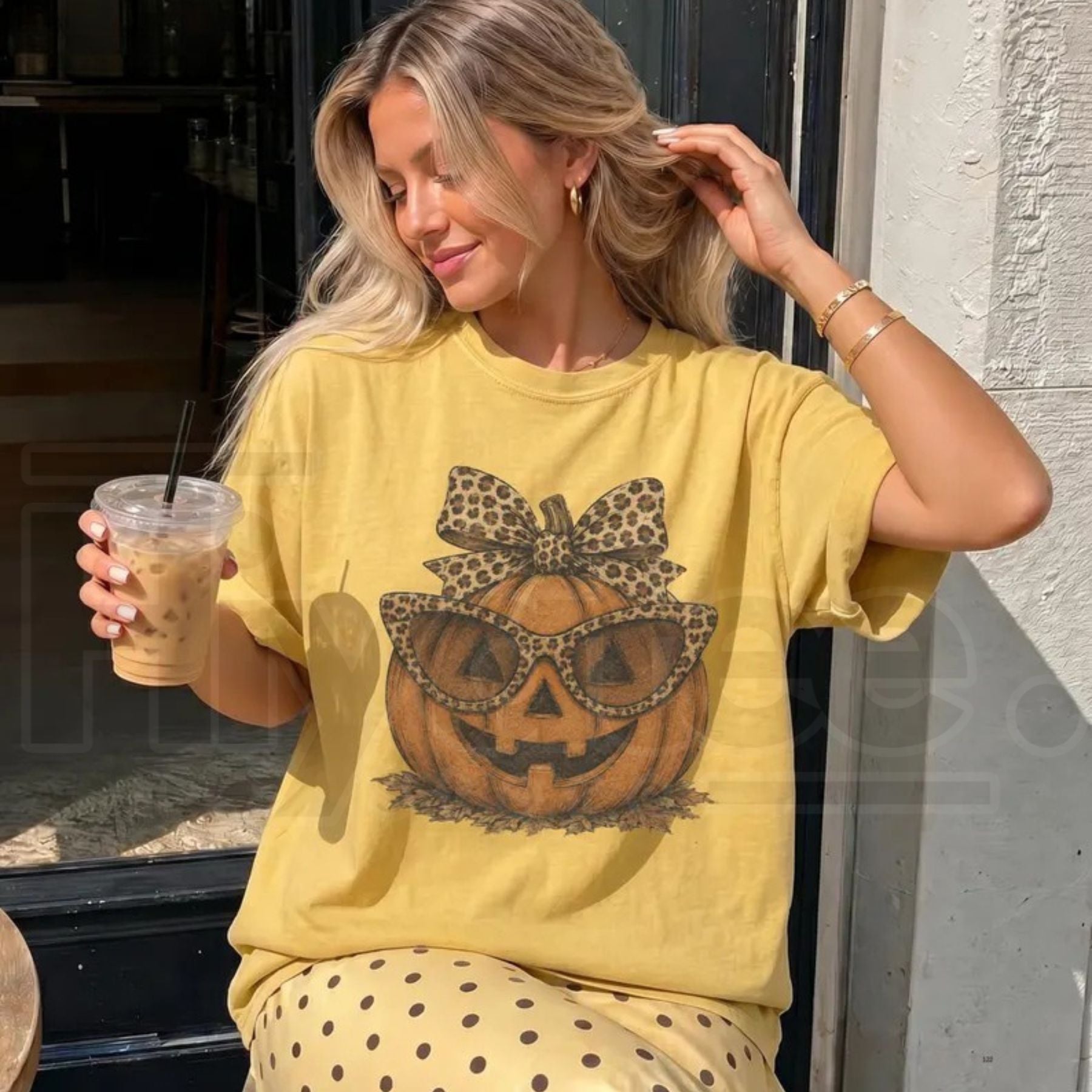 Fall Halloween Leopard Pumpkin Shirt Crewneck Jack O Lantern Tee - Hiyatee