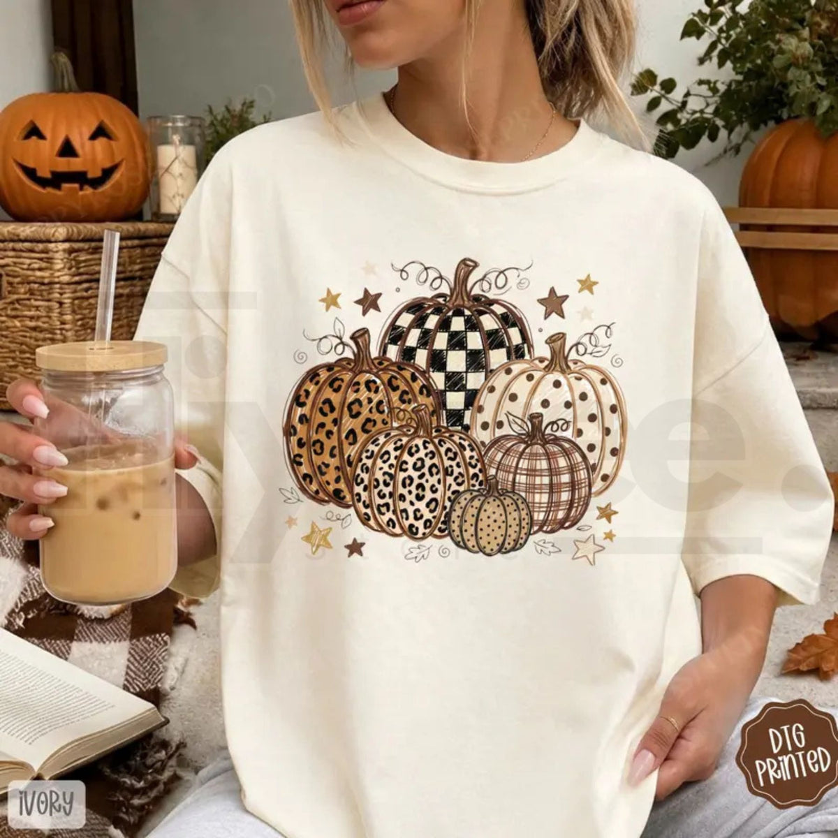 Fall Pumpkins Shirt Comfort Colors Trendy Women Pumpkin Graphic Tee - Hiyatee