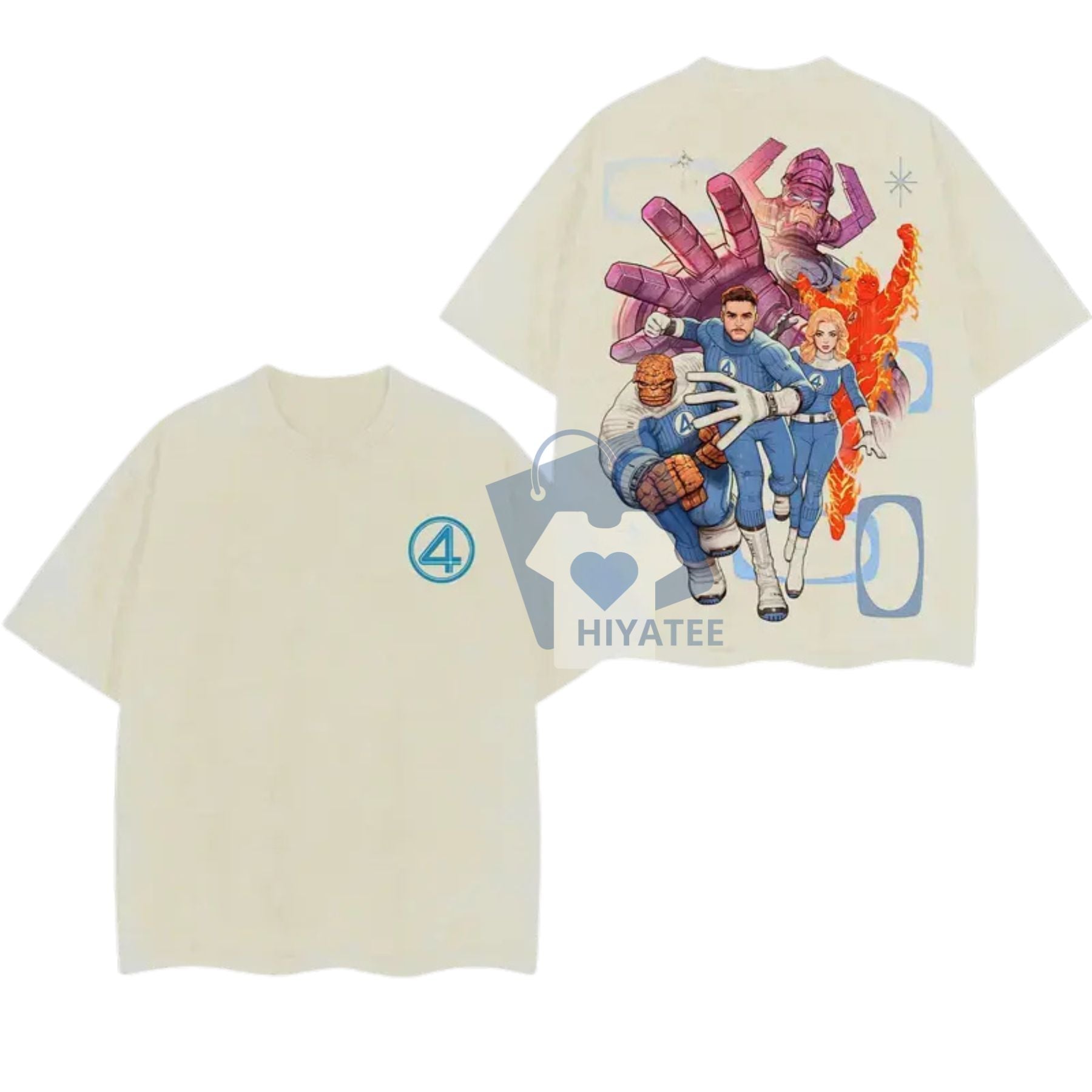 Fantastic Four V2 Oversized Washed T-Shirt – Double-Sided Marvel-Inspired Graphic Tee-Hiyatee