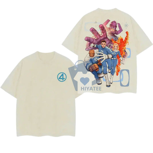 Fantastic Four V2 Oversized Washed T-Shirt – Double-Sided Marvel-Inspired Graphic Tee-Hiyatee