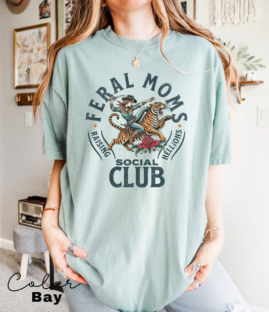 Feral Moms Club TShirt, Vintage Comfort Colors Tee, Feral Mom Gift Idea, Somebody's Wild Wife Shirt, Mom Life Graphic Tee, Stylish Mom Clothing