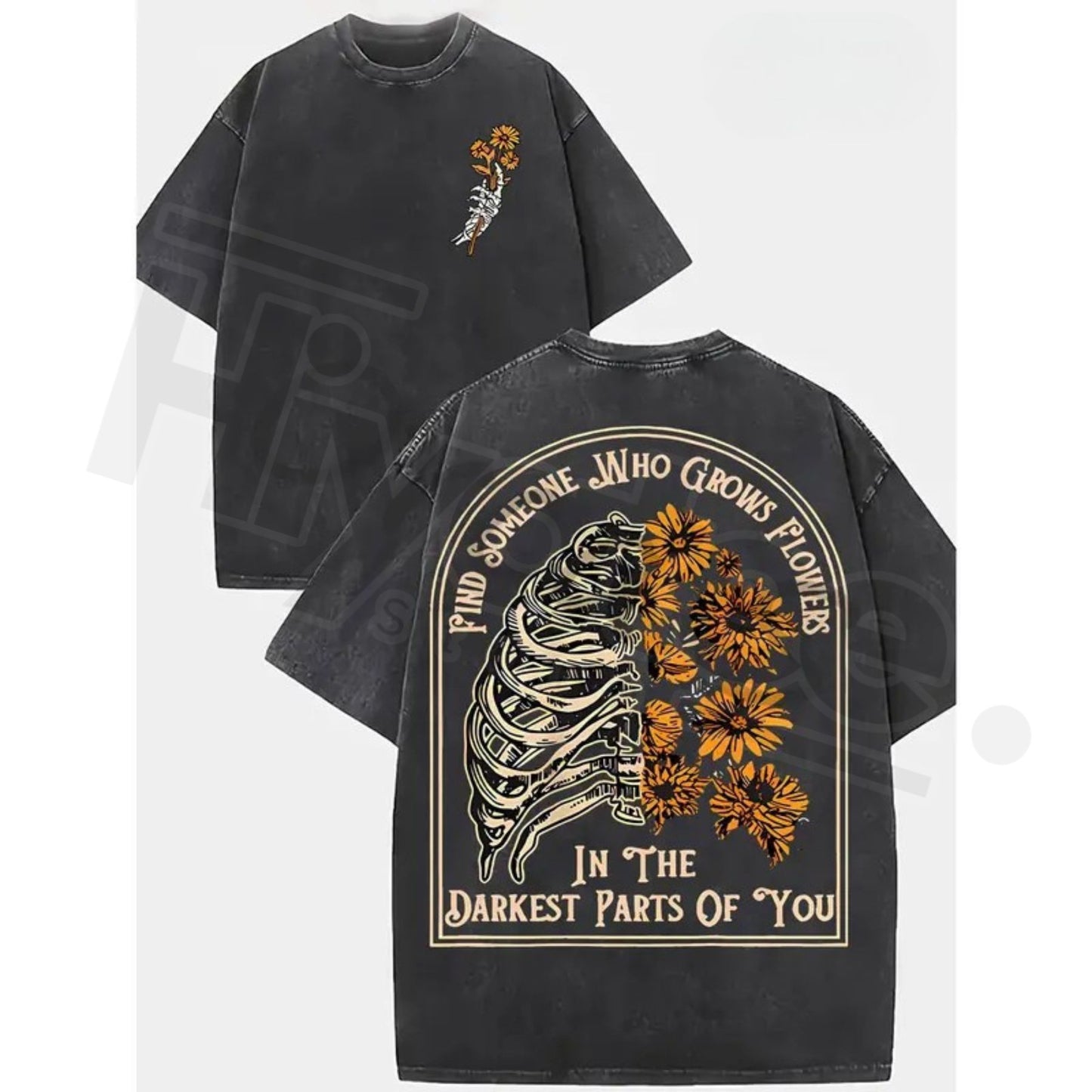 Find Someone Who Grows Flowers Sunflowers Vintage Washed T-Shirt – 230g Heavyweight Streetwear - Hiyatee