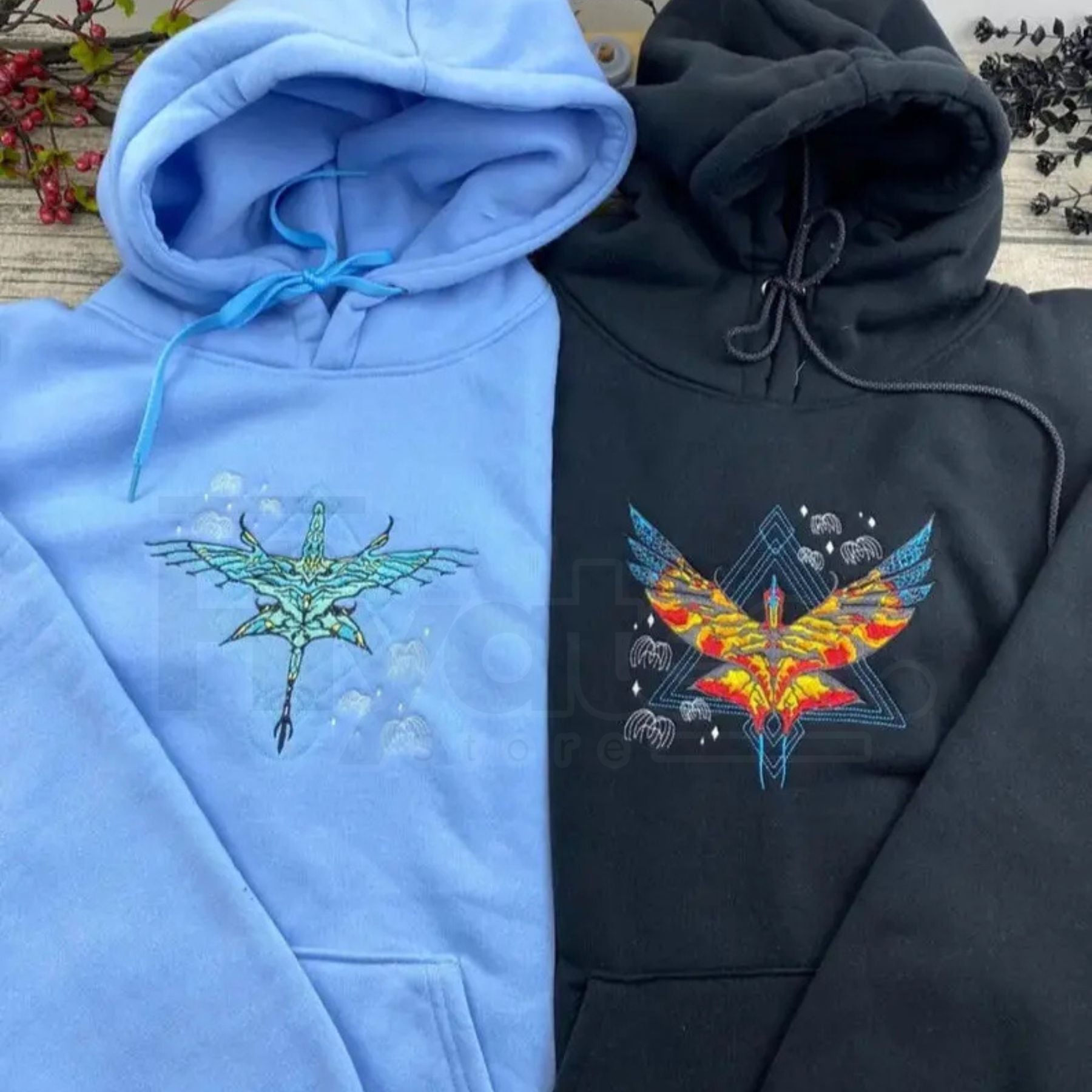 Fire and Ash Embroidered Hoodie - Hiyatee