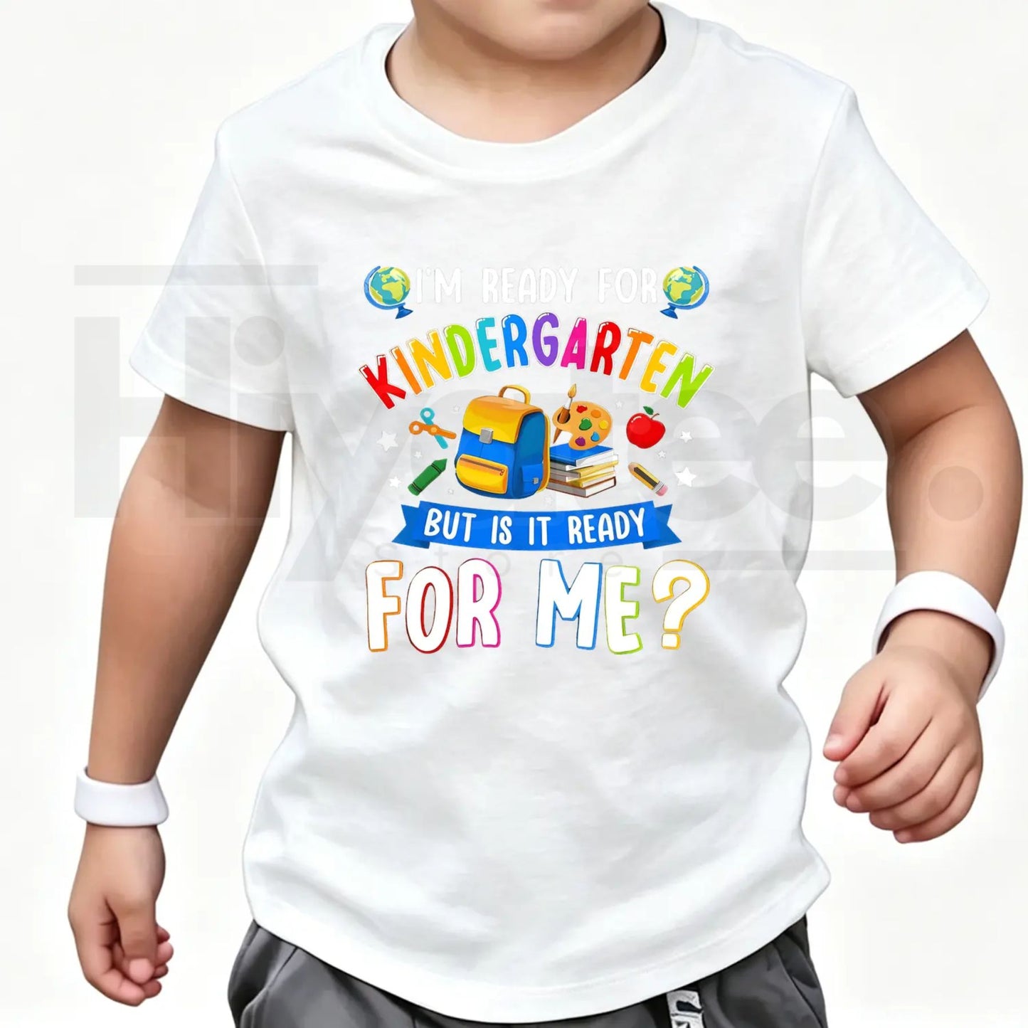 First Day of Kindergarten T-Shirt | Back to School Kids Cotton Graphic Tee - Hiyatee