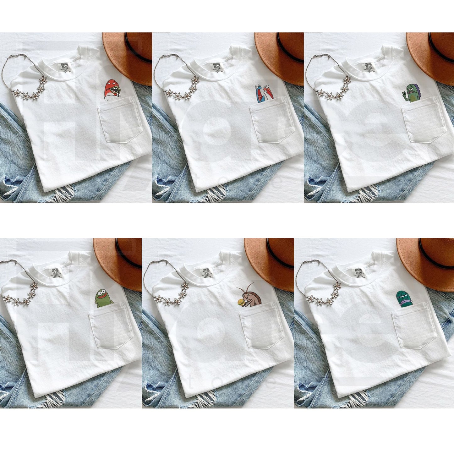 Fish Memes Embroidered Pocket T-Shirt - Hiyatee