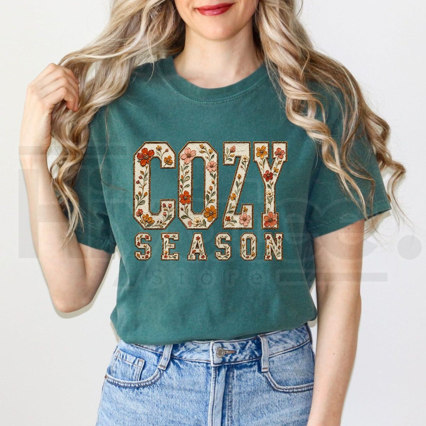 Floral Cozy Season Comfort Colors Shirt Trendy Fall Tee Gift for Her - Hiyatee