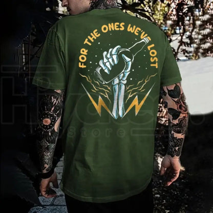 "For The Ones We've Lost" Memorial Back Print T-Shirt – Biker & Blue Collar Tribute - Hiyatee