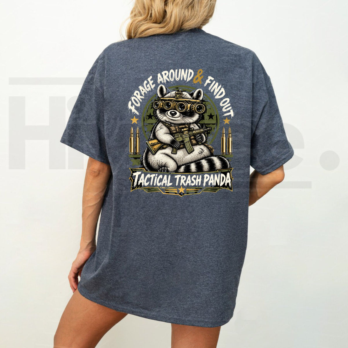 Forage Around & Find Out Tactical Trash Panda Raccoon T-Shirt – Back Print Outdoor Tee - Hiyatee