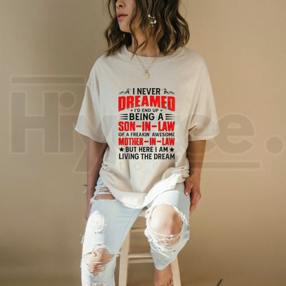 Freakin’ Awesome Mother-in-Law Son-in-Law T-Shirt – Funny Sarcastic Family Graphic Tee - Hiyatee
