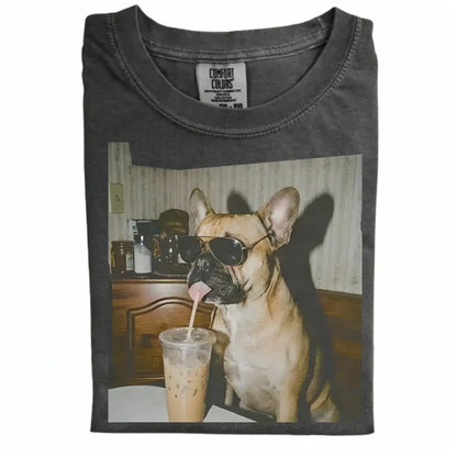Comfort Colors 50+ Dog Breeds Available Drinking Iced Coffee Shirt – Vintage 90s Funny Edgy Dog Meme Tee, Unisex Casual Streetwear Gift