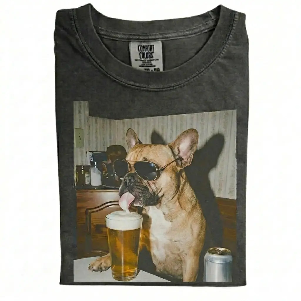 Comfort Colors 50+ Dog Breeds Available Drinking Beer Shirt – Vintage 90s Funny Edgy Dog Meme Tee, Unisex Casual Streetwear Gift