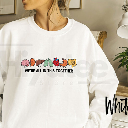 Funny Anatomy Embroidered Sweatshirt – Cute Body Organs Crewneck, Medical Humor Pullover, Gift for Medical Students - Hiyatee